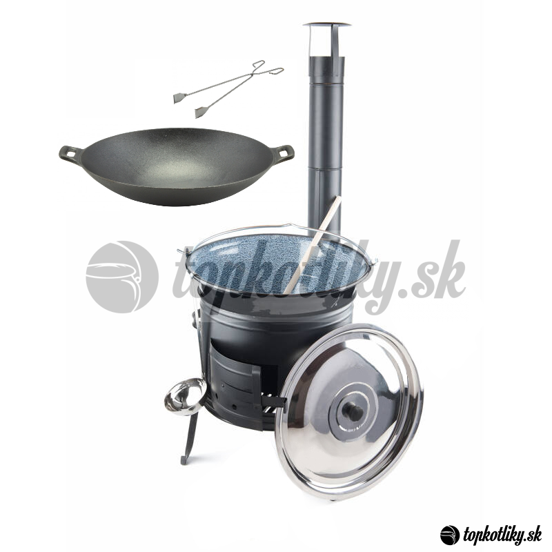Kotlíkový set 13L + liatinový wok